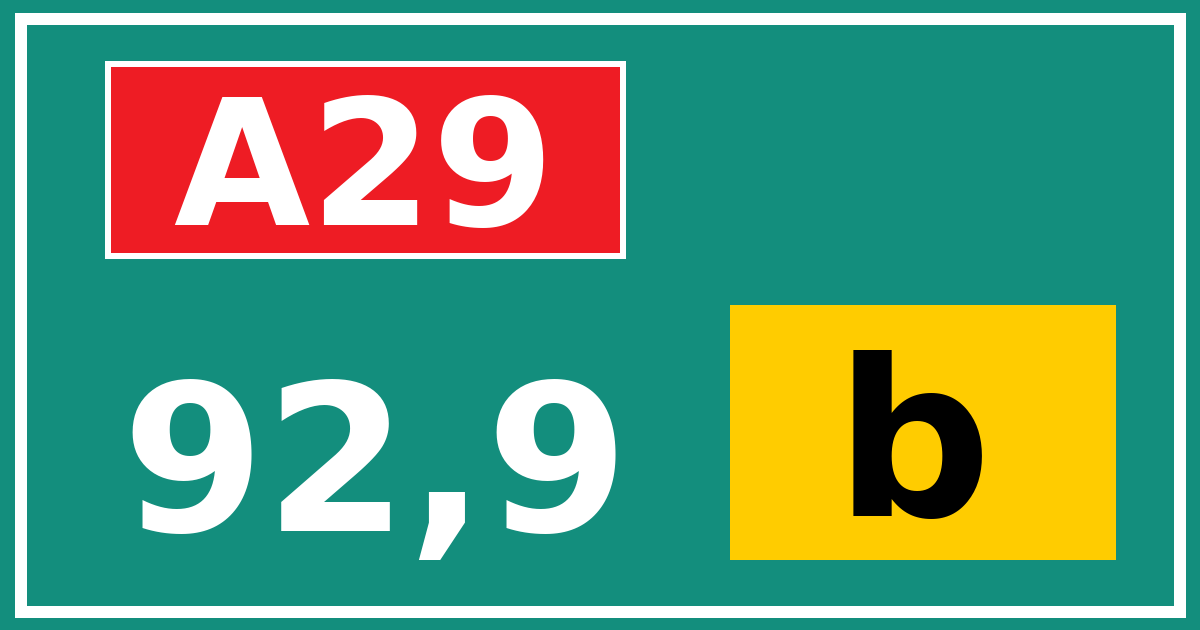 Hectometerbord A29 92,9 letter b