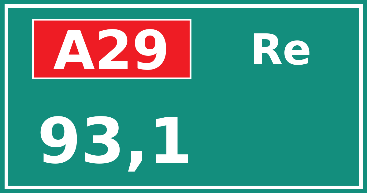 Hectometerbord A29 93,1 zijde Re