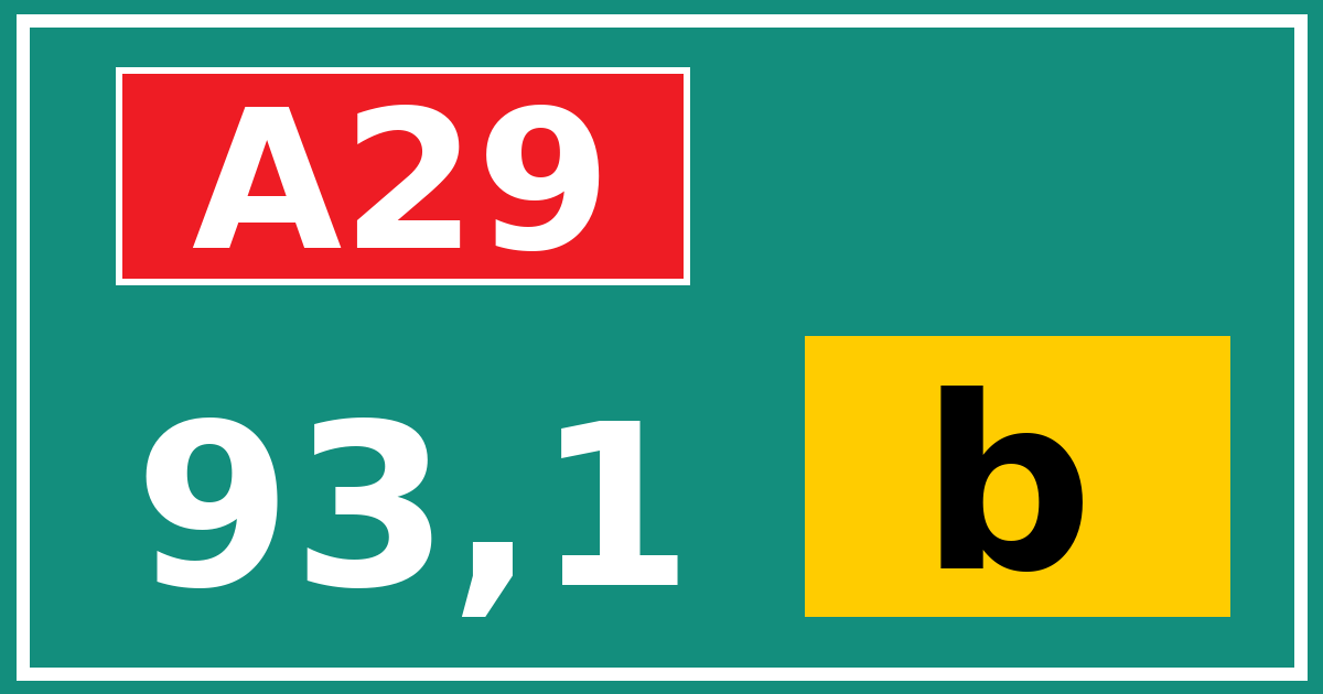 Hectometerbord A29 93,1 letter b
