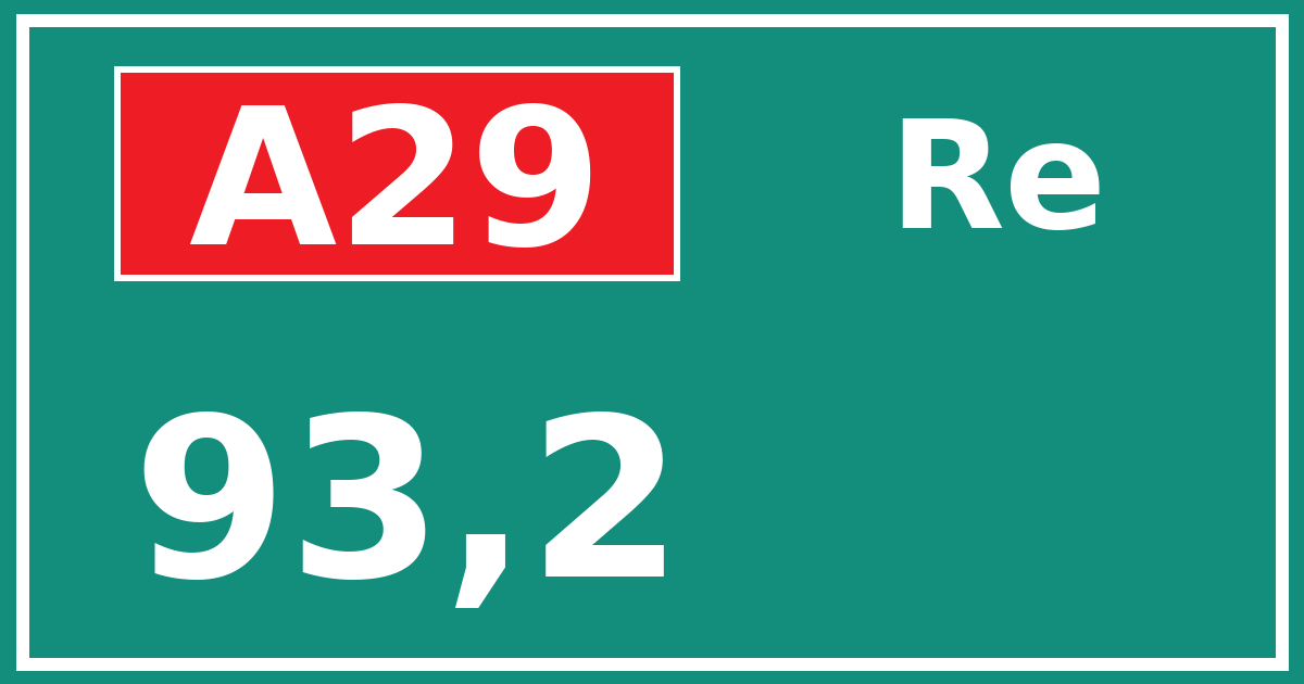 Hectometerbord A29 93,2 zijde Re