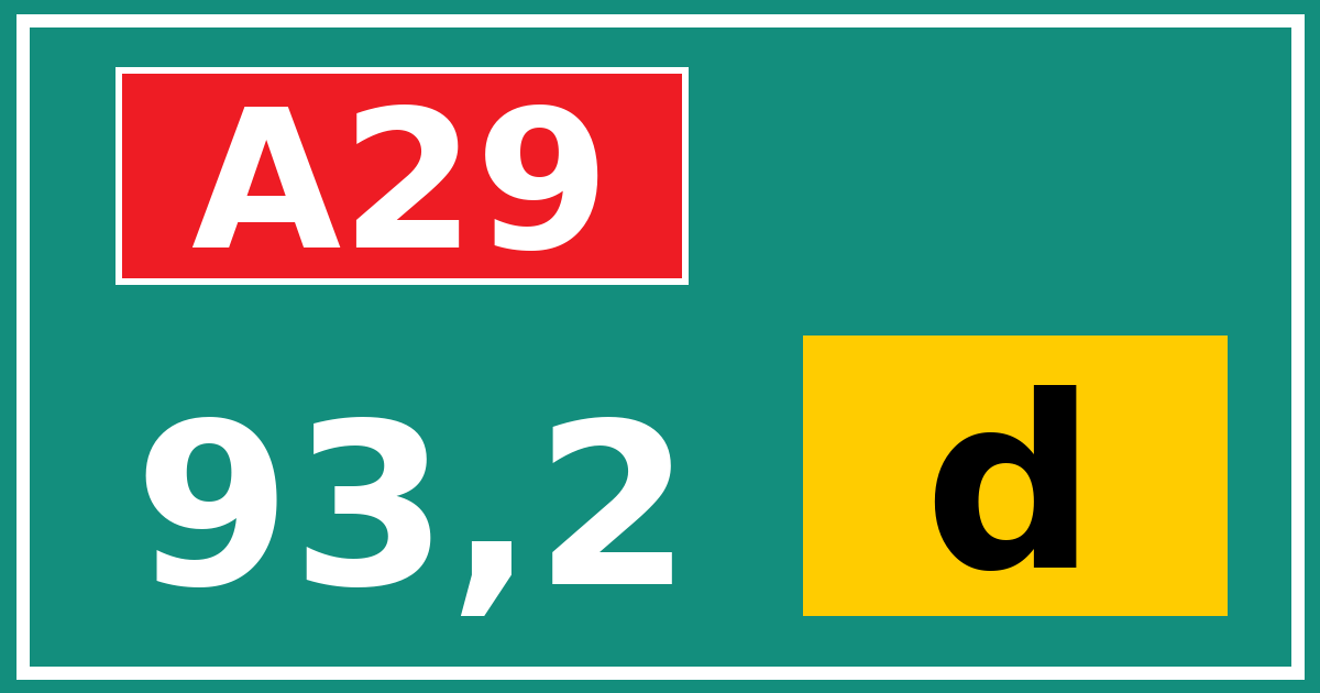 Hectometerbord A29 93,2 letter d