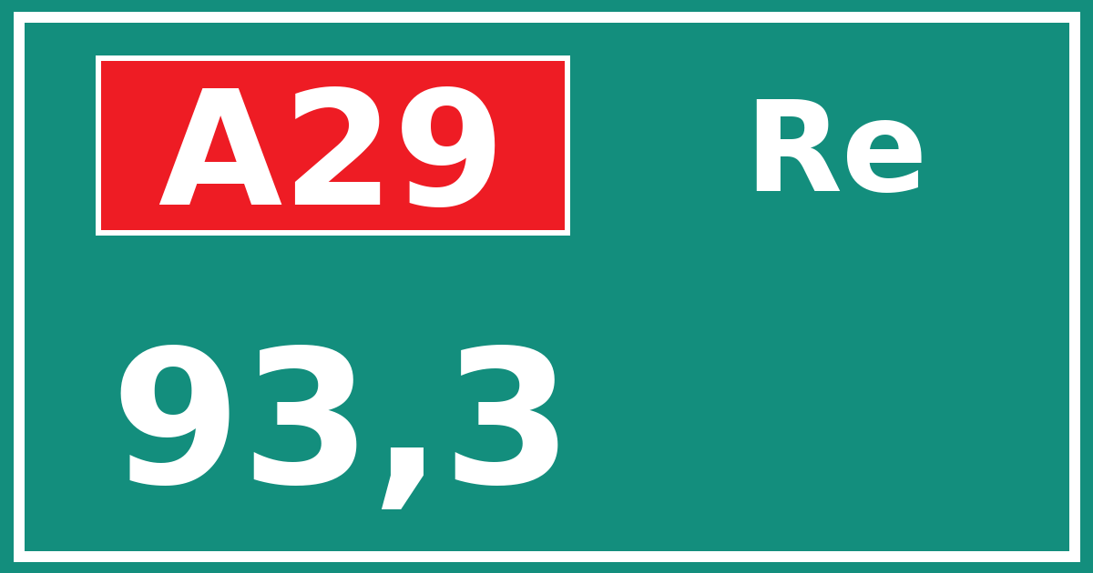 Hectometerbord A29 93,3 zijde Re
