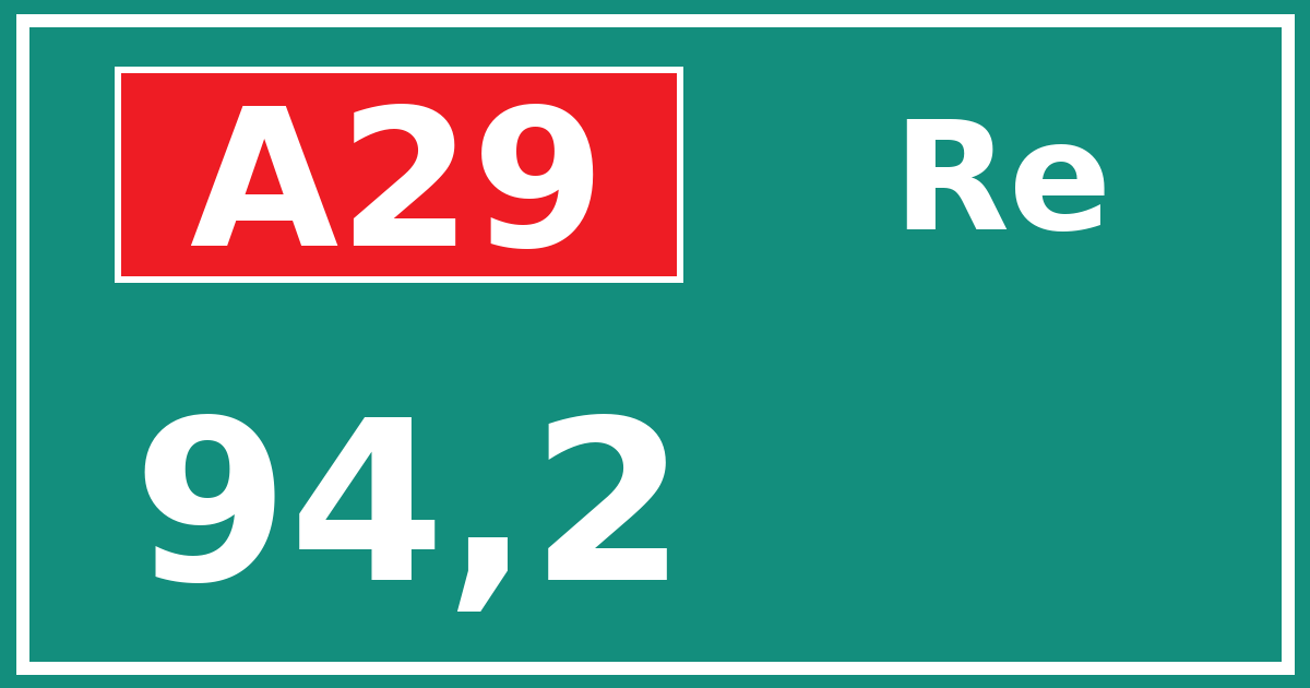 Hectometerbord A29 94,2 zijde Re