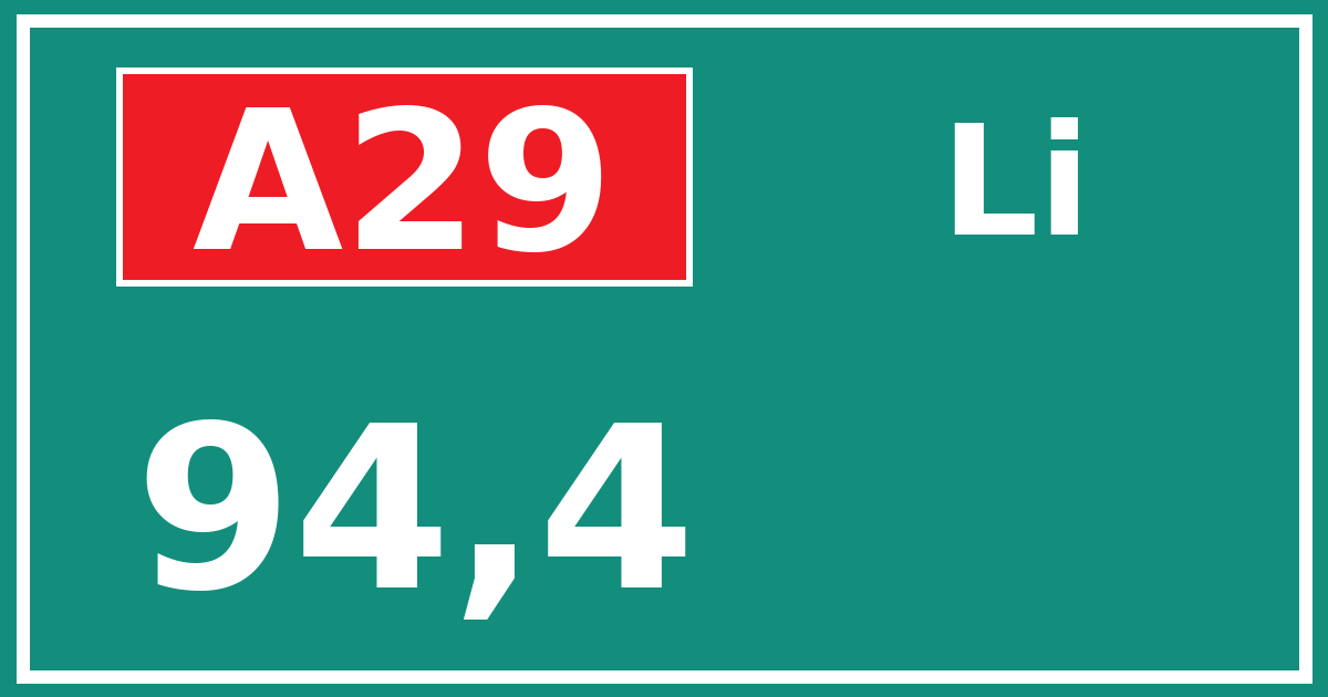 Hectometerbord A29 94,4 zijde Li