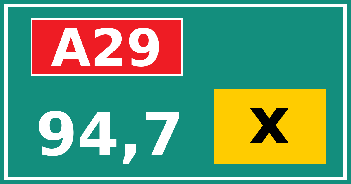 Hectometerbord A29 94,7 letter x