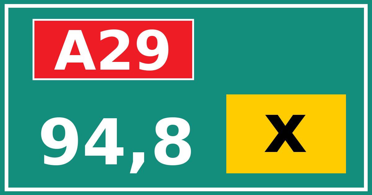 Hectometerbord A29 94,8 letter x