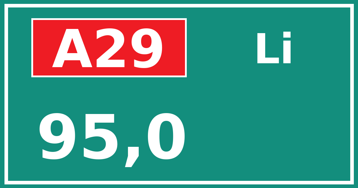 Hectometerbord A29 95,0 zijde Li
