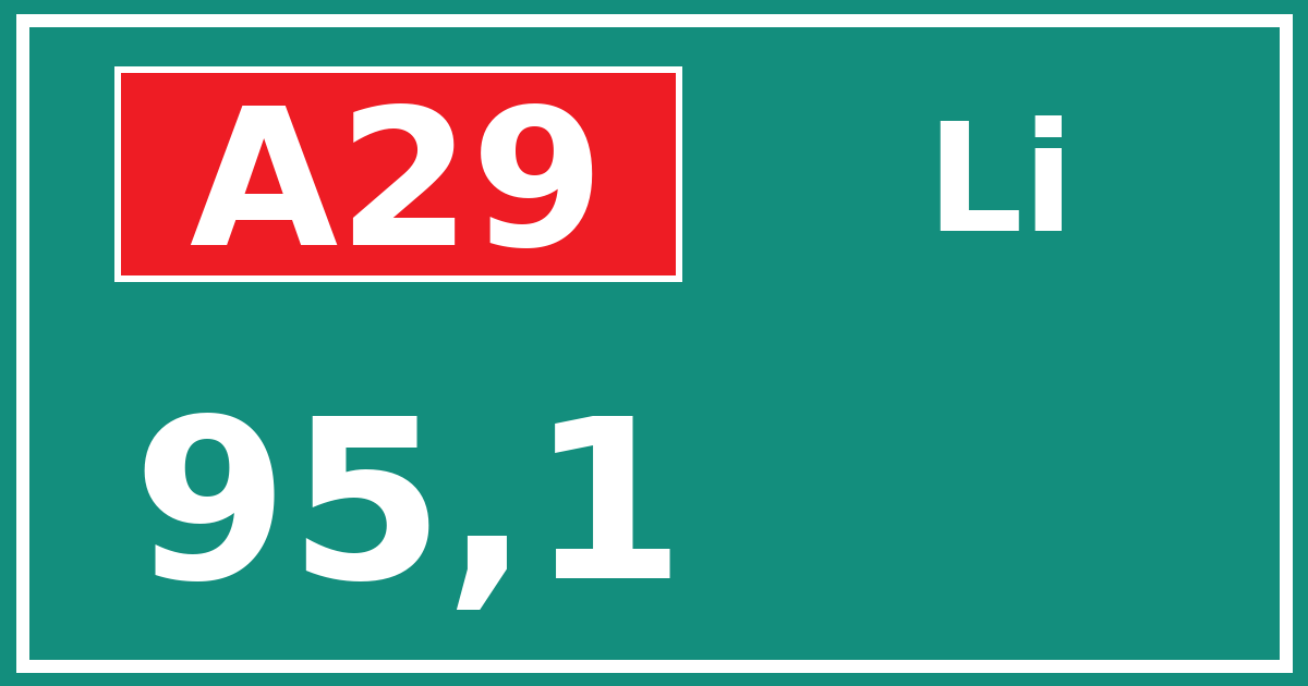 Hectometerbord A29 95,1 zijde Li