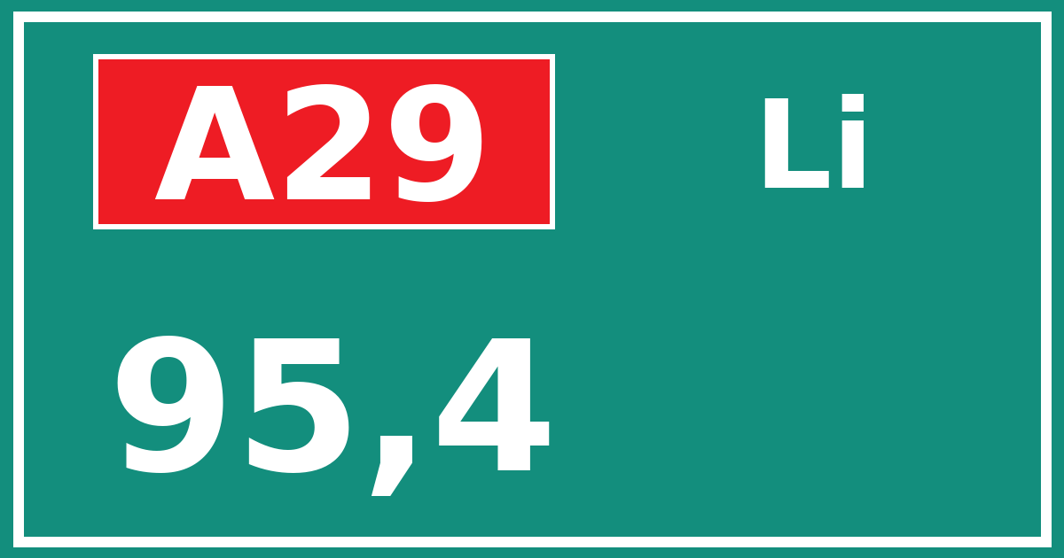 Hectometerbord A29 95,4 zijde Li