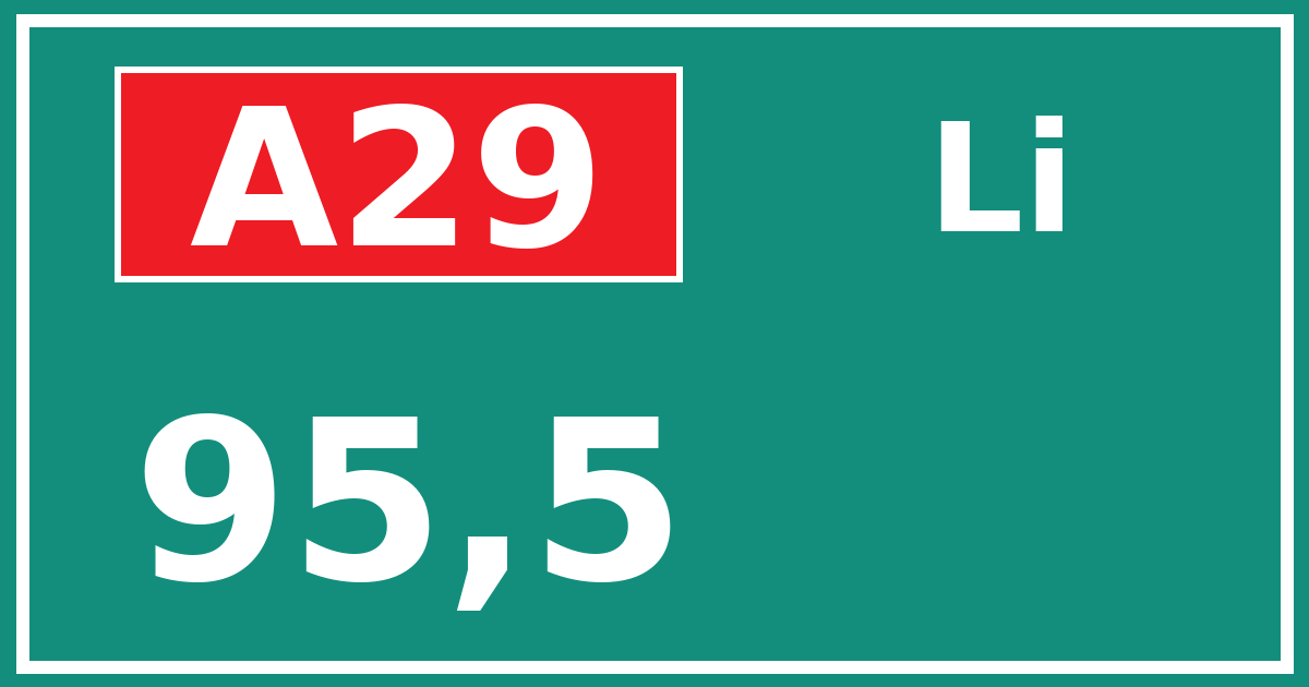 Hectometerbord A29 95,5 zijde Li