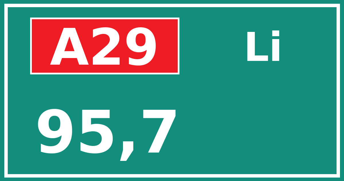Hectometerbord A29 95,7 zijde Li