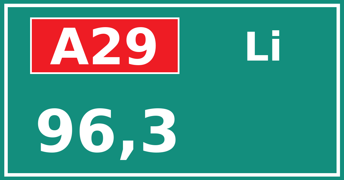 Hectometerbord A29 96,3 zijde Li