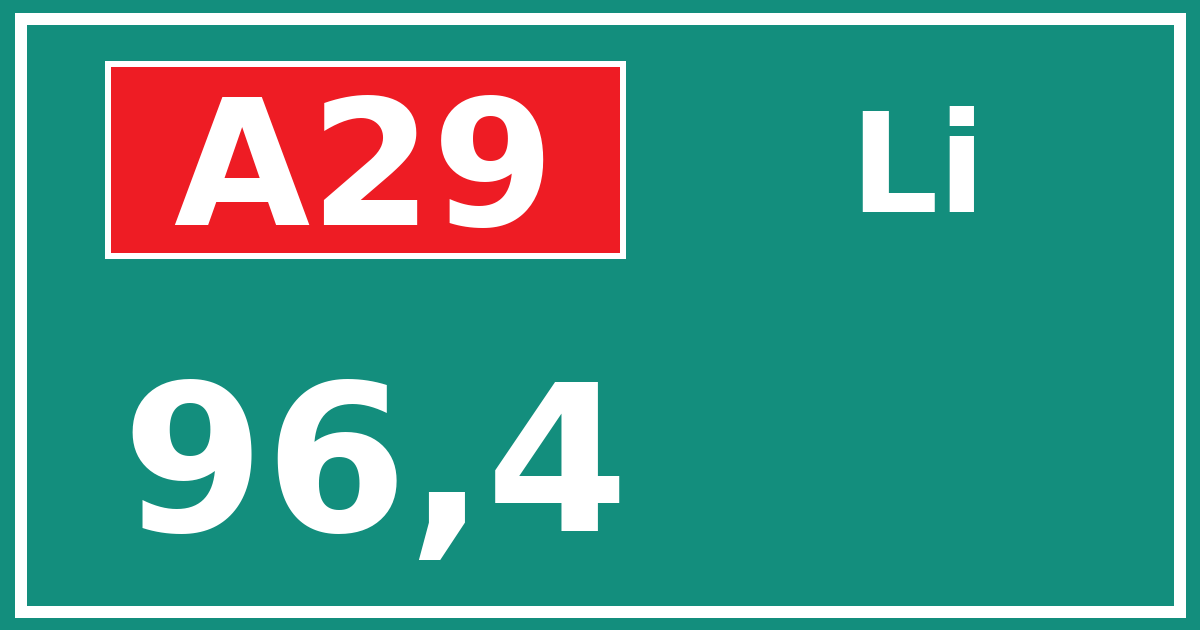 Hectometerbord A29 96,4 zijde Li