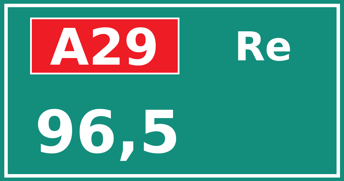 Hectometerbord A29 96,5 zijde Re