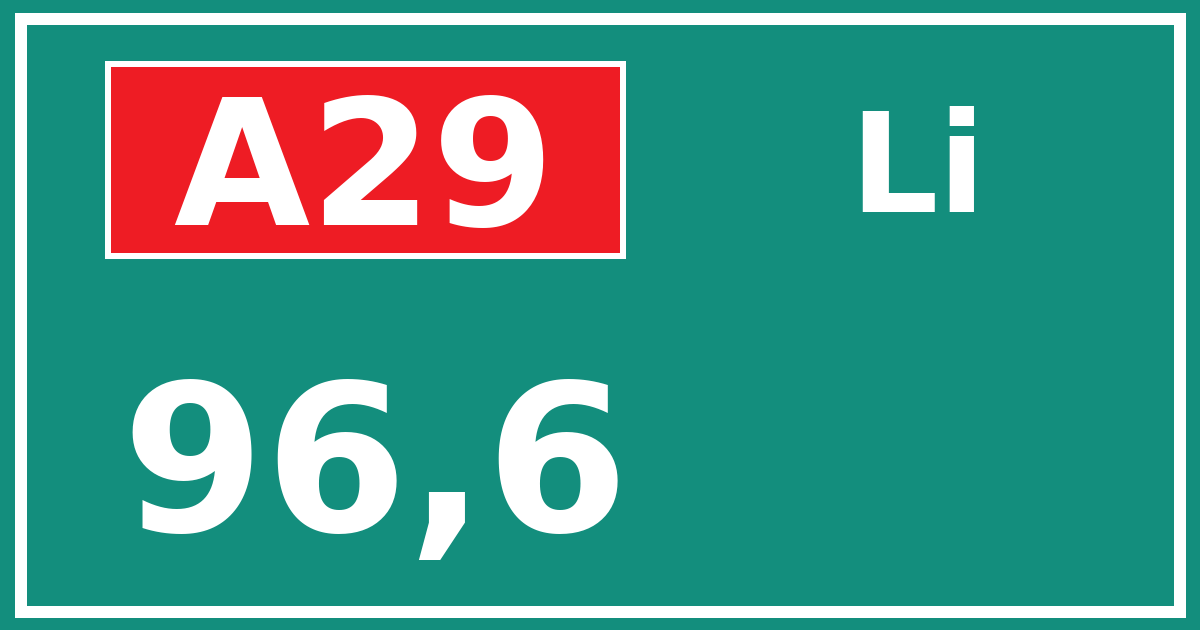Hectometerbord A29 96,6 zijde Li