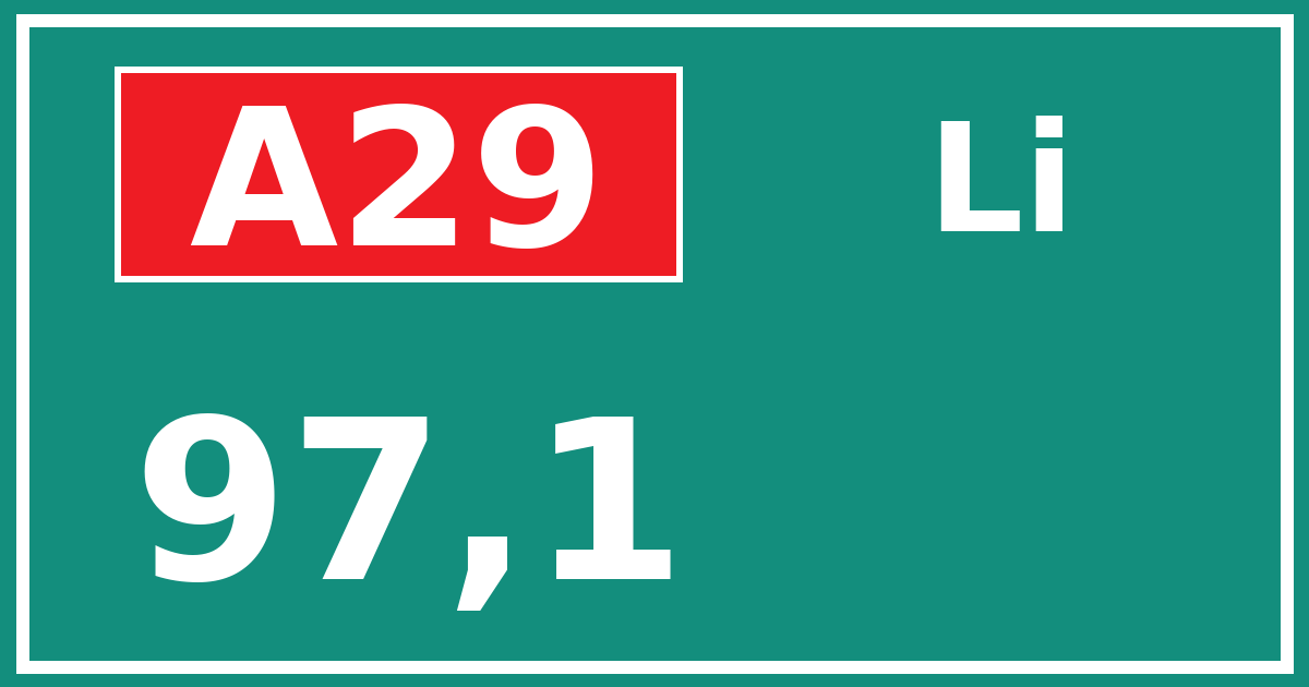 Hectometerbord A29 97,1 zijde Li
