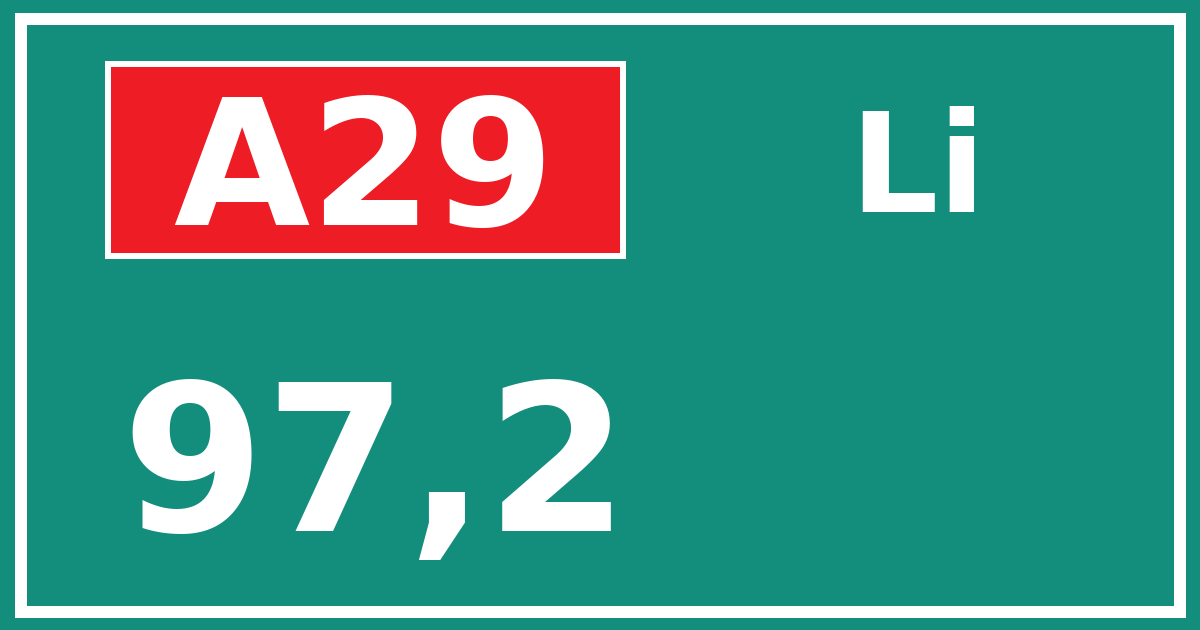 Hectometerbord A29 97,2 zijde Li