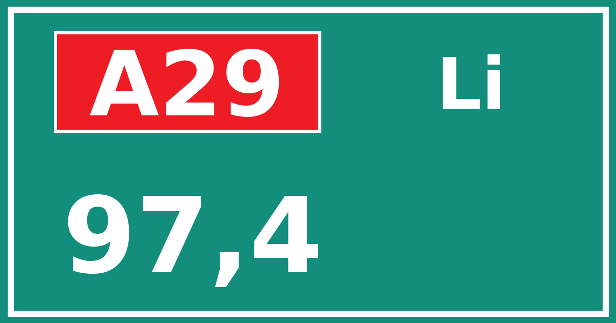 Hectometerbord A29 97,4 zijde Li