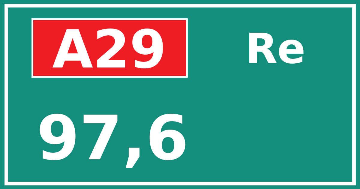 Hectometerbord A29 97,6 zijde Re