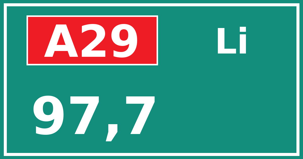 Hectometerbord A29 97,7 zijde Li