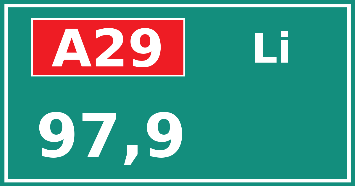 Hectometerbord A29 97,9 zijde Li