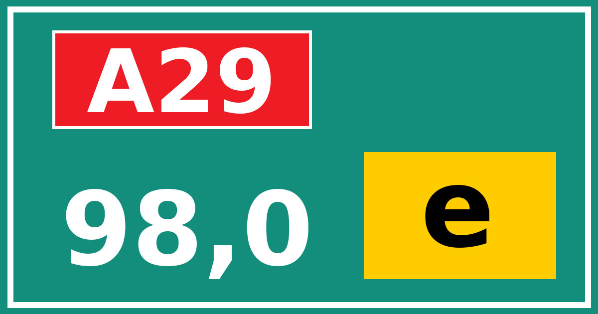 Hectometerbord A29 98,0 letter e