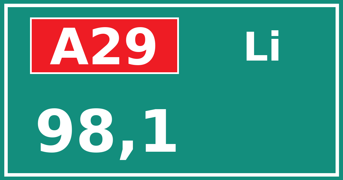 Hectometerbord A29 98,1 zijde Li