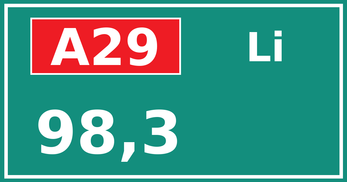 Hectometerbord A29 98,3 zijde Li