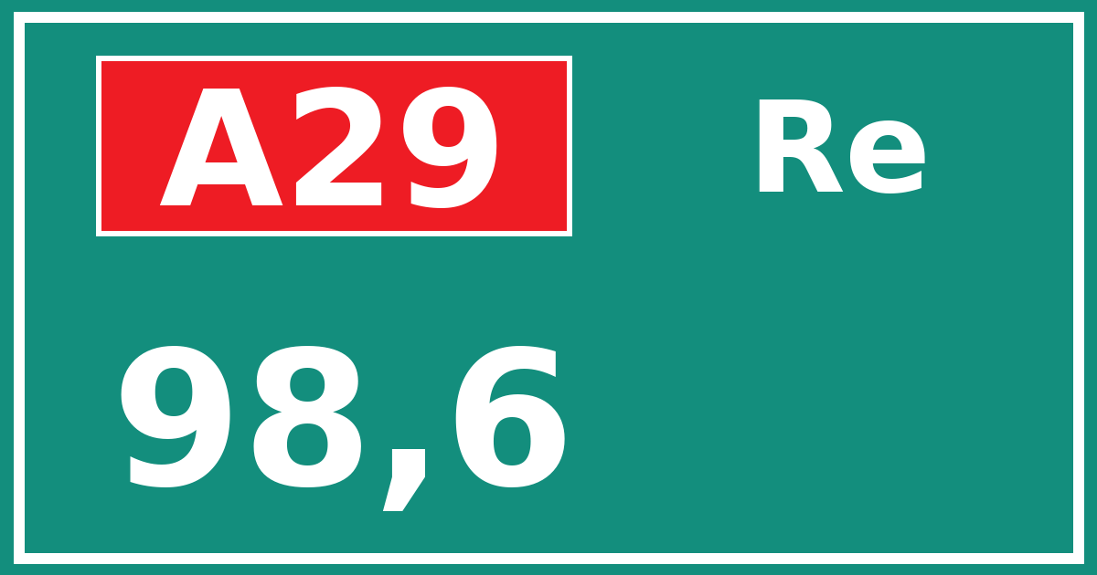 Hectometerbord A29 98,6 zijde Re