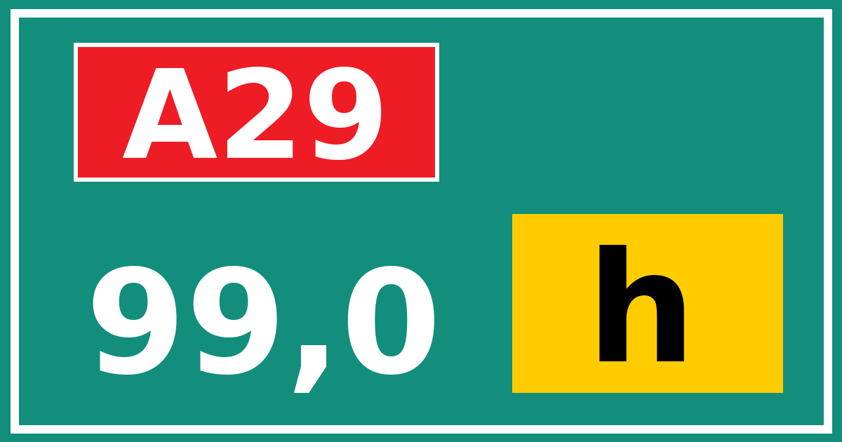 Hectometerbord A29 99,0 letter h