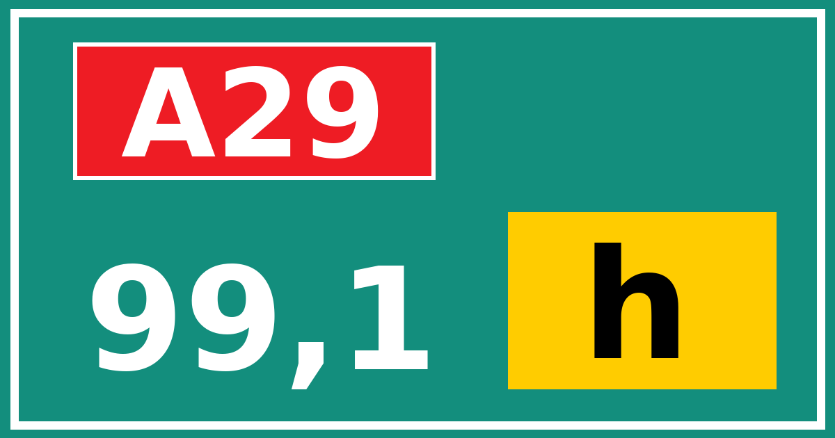 Hectometerbord A29 99,1 letter h