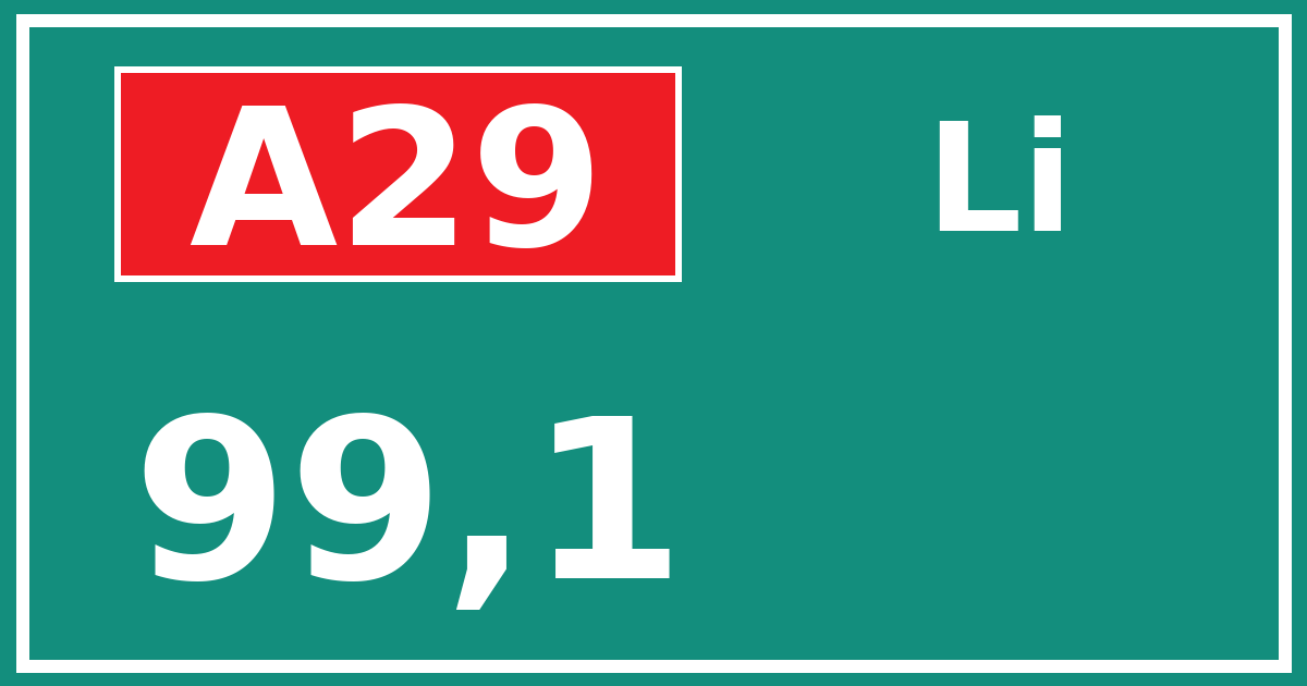 Hectometerbord A29 99,1 zijde Li