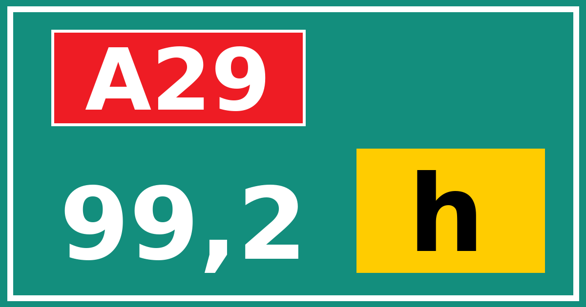 Hectometerbord A29 99,2 letter h