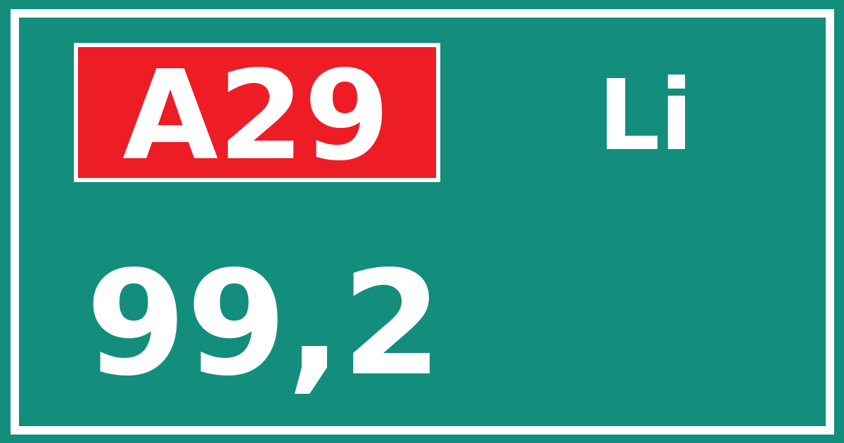 Hectometerbord A29 99,2 zijde Li