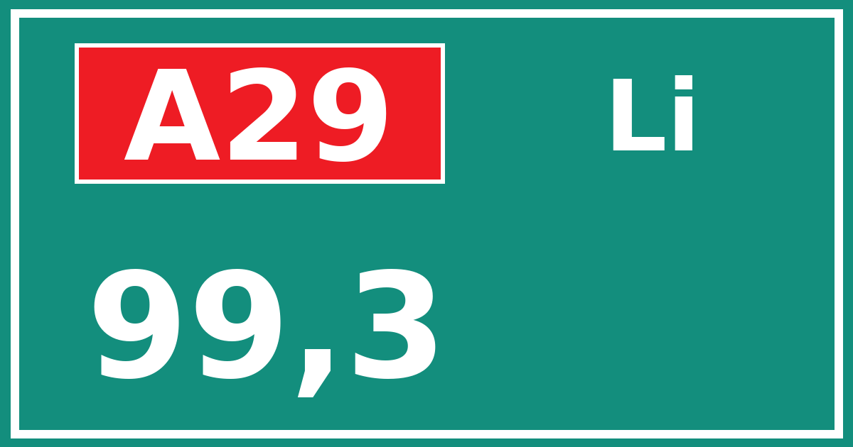 Hectometerbord A29 99,3 zijde Li