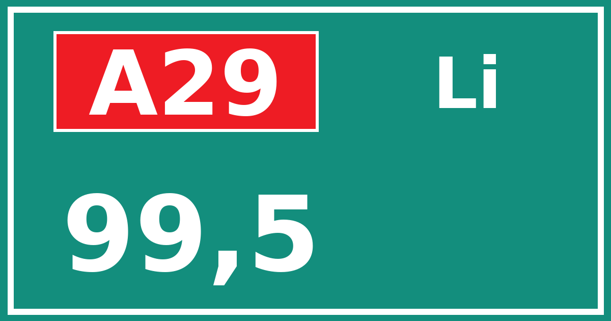 Hectometerbord A29 99,5 zijde Li