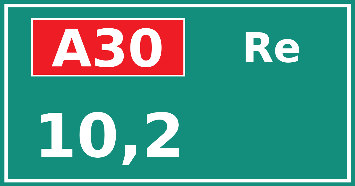 Hectometerbord A30 10,2 zijde Re