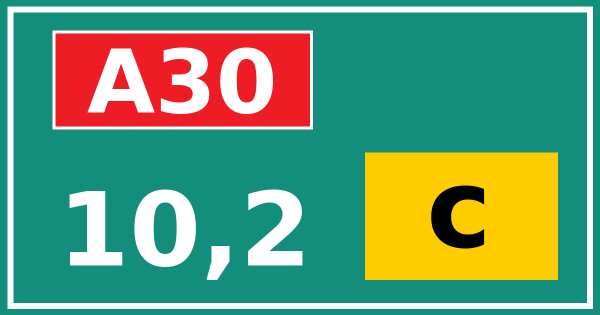 Hectometerbord A30 10,2 letter c