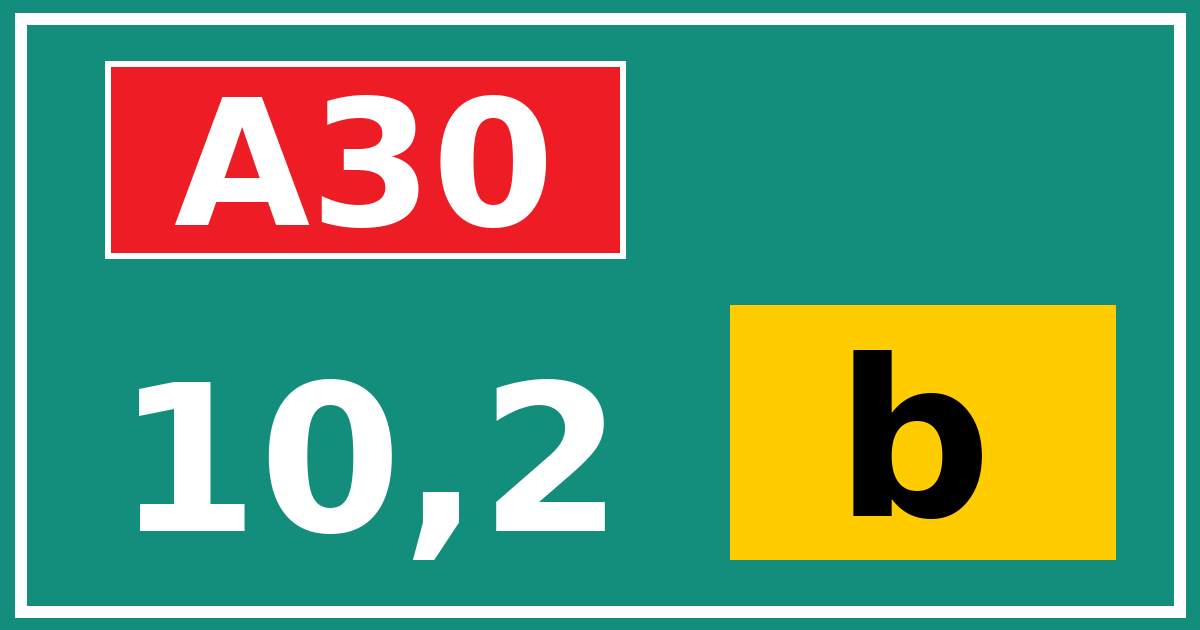 Hectometerbord A30 10,2 letter b