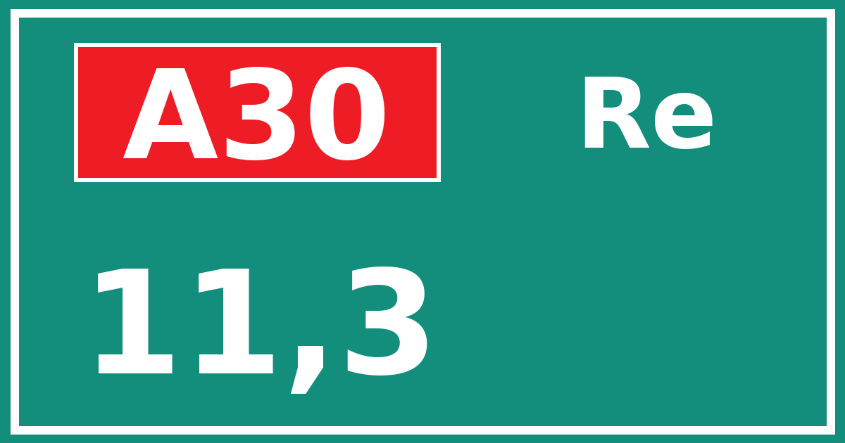 Hectometerbord A30 11,3 zijde Re