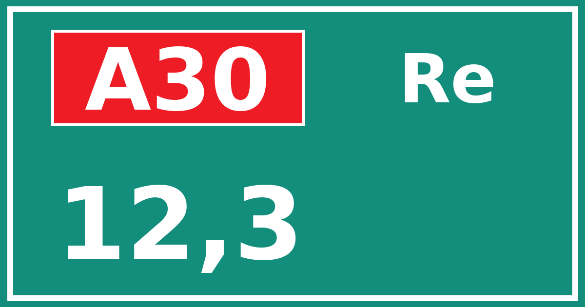 Hectometerbord A30 12,3 zijde Re