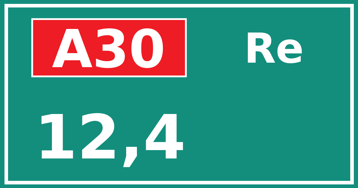 Hectometerbord A30 12,4 zijde Re