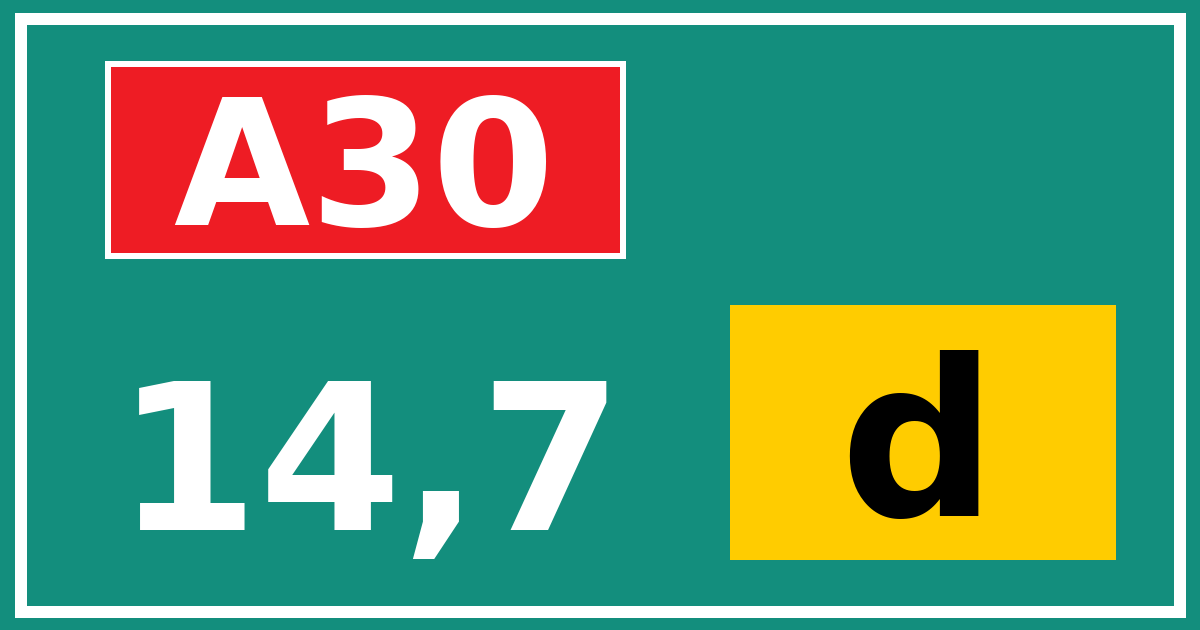Hectometerbord A30 14,7 letter d