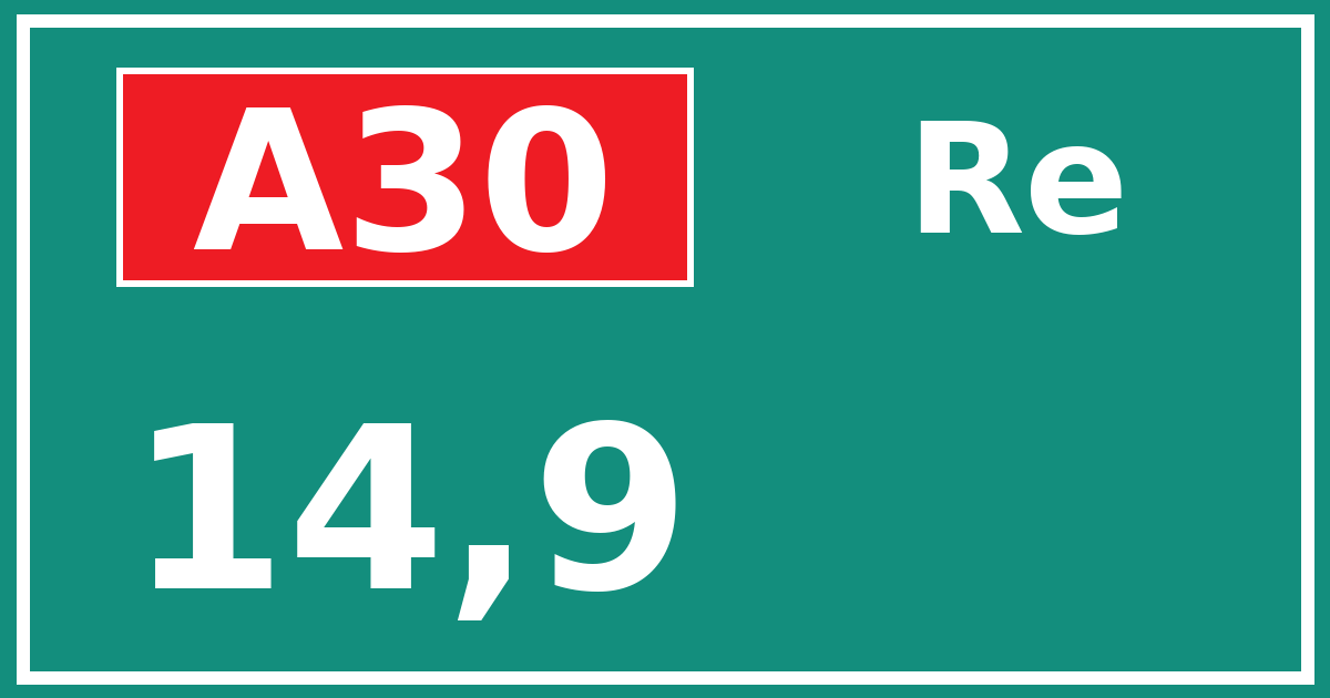 Hectometerbord A30 14,9 zijde Re