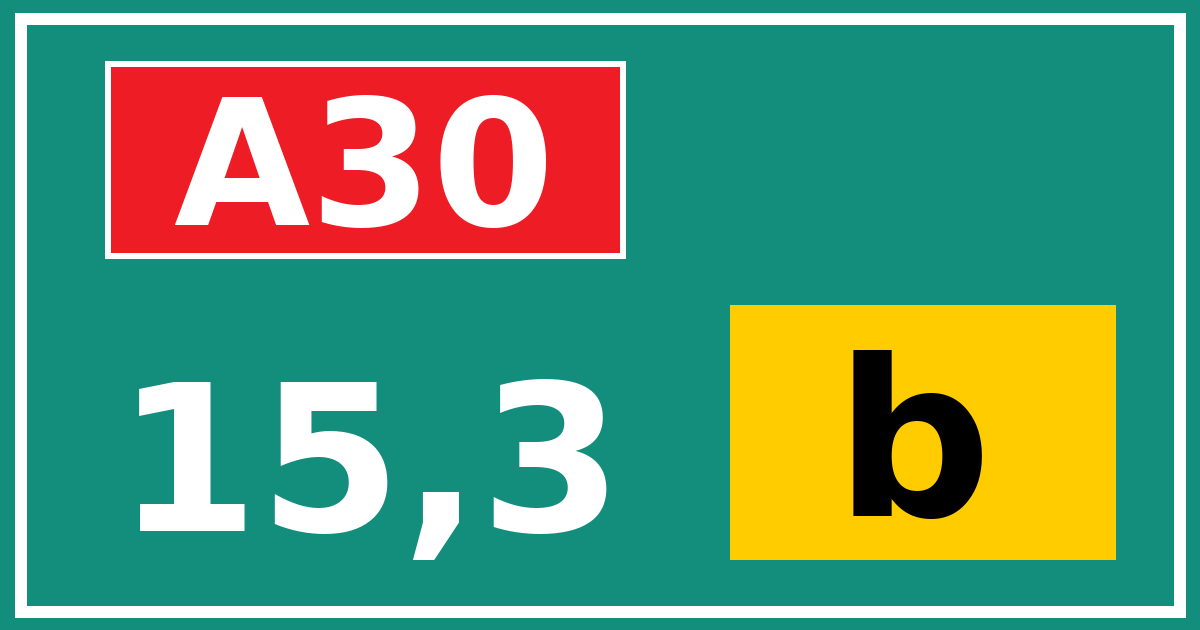 Hectometerbord A30 15,3 letter b