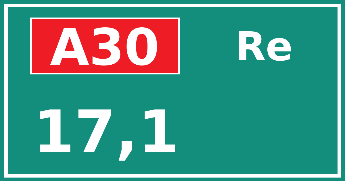 Hectometerbord A30 17,1 zijde Re