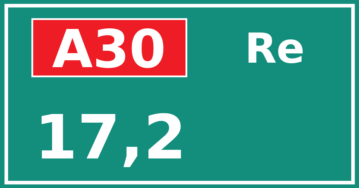 Hectometerbord A30 17,2 zijde Re