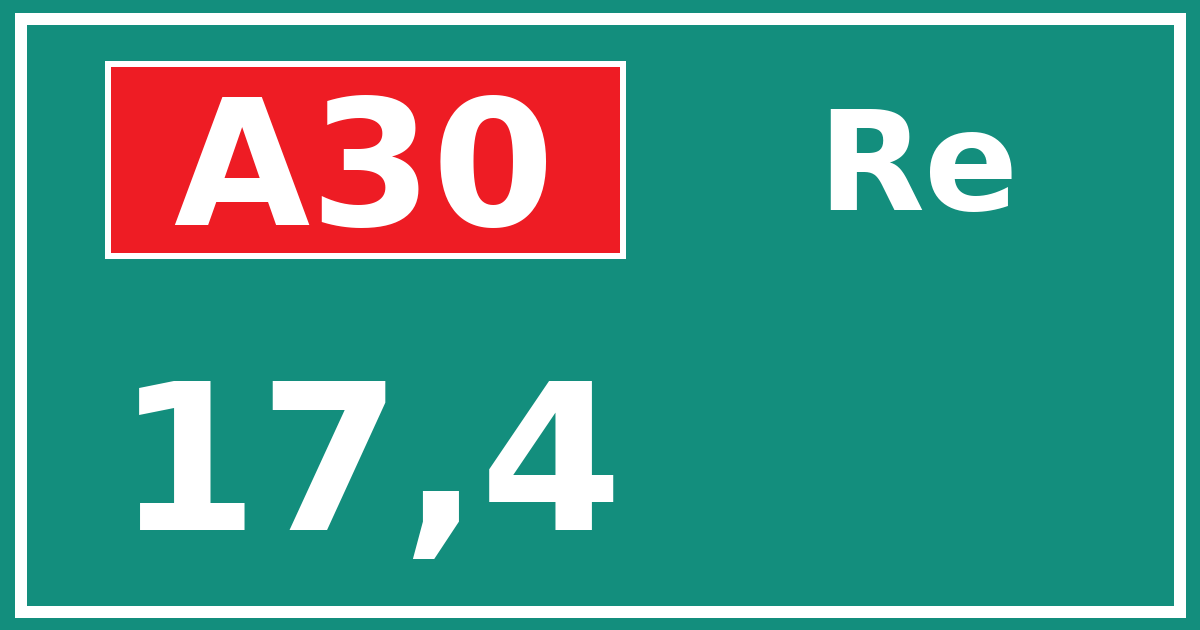 Hectometerbord A30 17,4 zijde Re