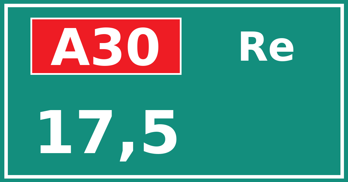 Hectometerbord A30 17,5 zijde Re