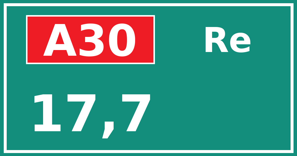 Hectometerbord A30 17,7 zijde Re